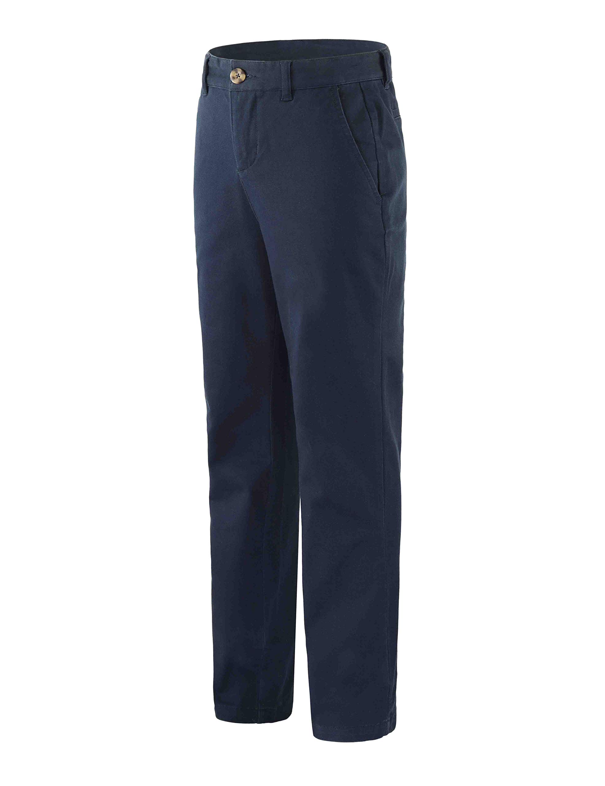 Bienzoe Niño Escolares Algodón Cintura Ajustable Delgado Pantalones