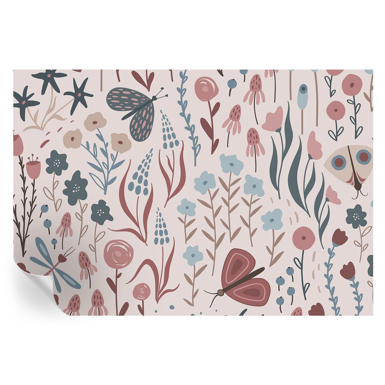 Cubiertas de pared autoadhesivas flores e insectos 152x104 cm para renovar paredes sin obras