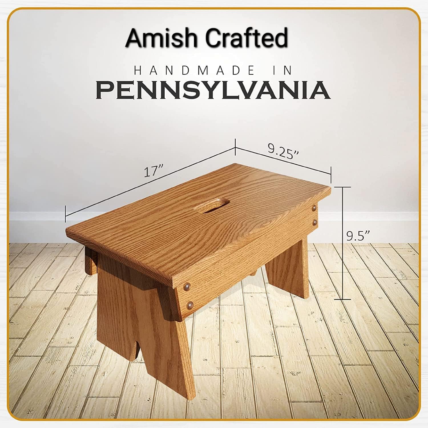 Step Stool | Handmade Amish Step Stool for Adults| Kitchen Step Stool| Solid Oak Wooden Stool for Bedroom, Living Room, or Bathroom| Wooden Step Stool for Adults (Provincial)
