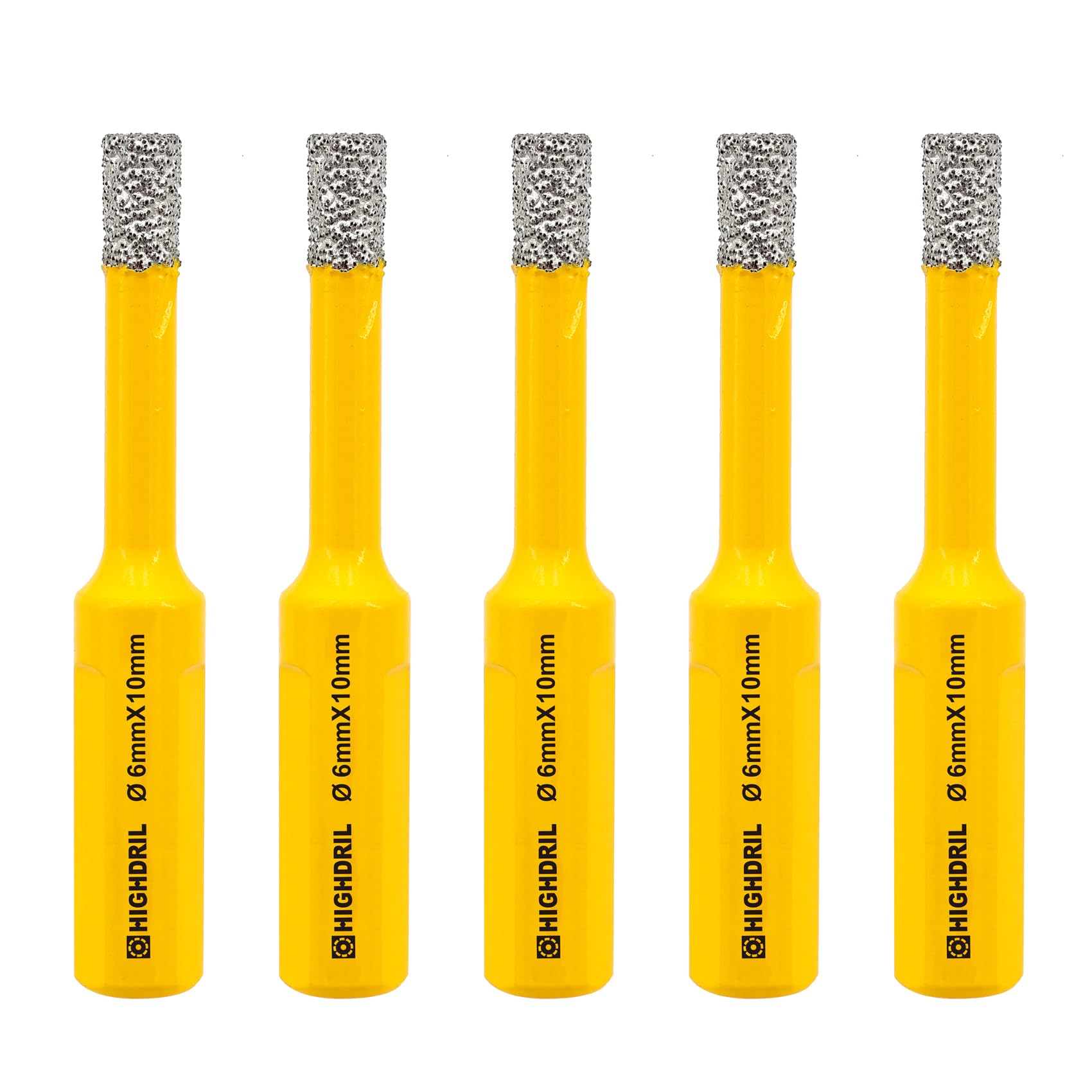 HIGHDRIL 5 brocas de núcleo de diamante, 6 mm de diámetro, sierra perforadora soldada al vacío para azulejos de cerámica, azulejos de porcelana, mármol, granito, gres, cuarzo, piedra artificial