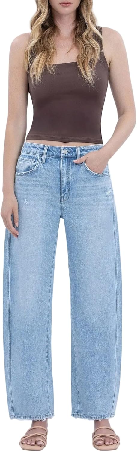 Vervet - Super High Rise Barrel Leg Cropped Jeans - (27" Inseam) - T6875 - Includes Official Tag