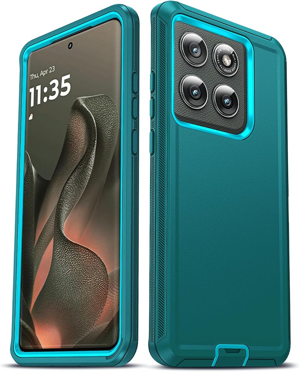 Funda LeYi para Motorola Edge 2025: Protección resistente 3 en 1 resistente, verde azulado | Funda Moto Edge 2025 con cubierta de puerto de carga, teléfono celular a prueba de golpes de grado militar Android Funda para Motorola Edge 2025