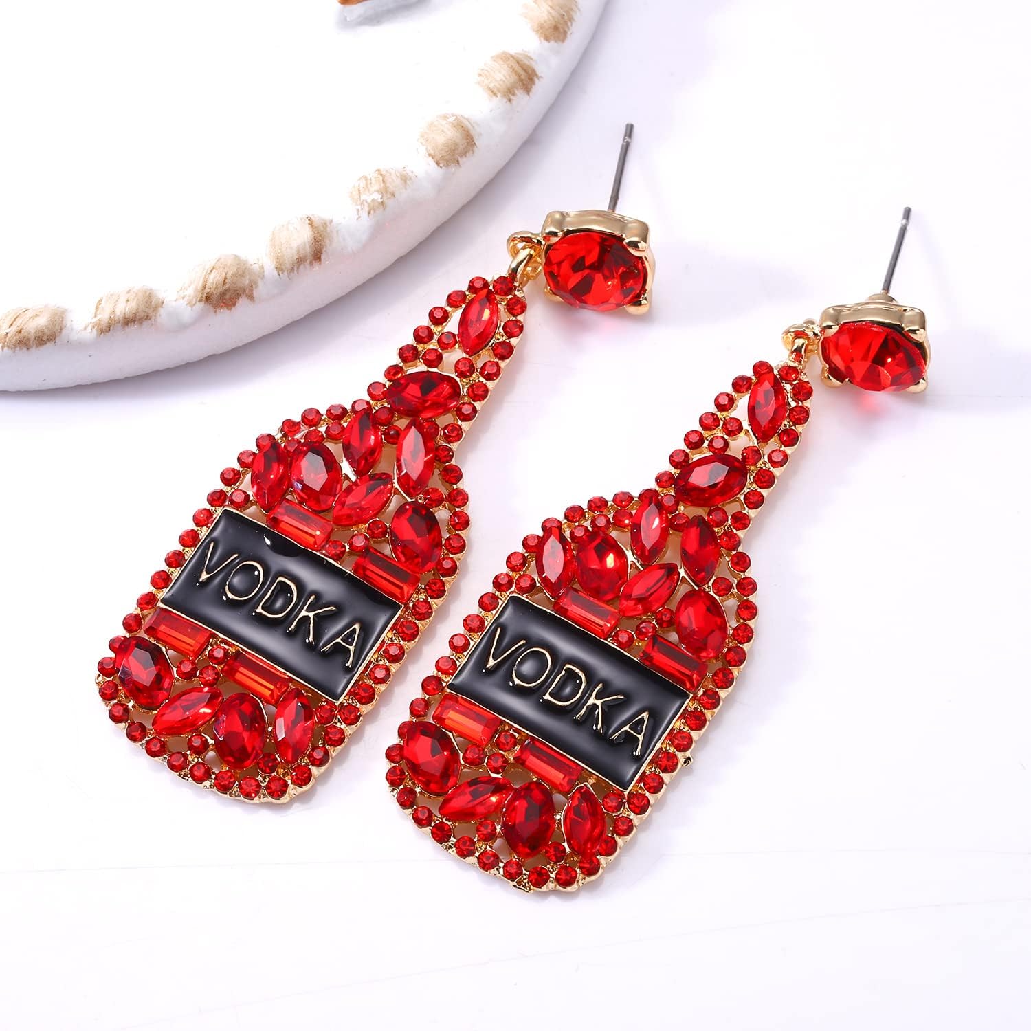 NLCAC Champagne Earrings Sparky Rhinestone Vodka Champagne Bottle Drop Dangle Earrings Wedding Holiday Celebration Party Earrings Gifts for Women - Image 4