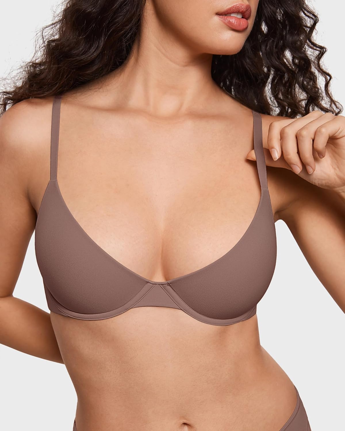 INLYRIC Women's Inbarely Plus Balconette Bra - Lightly Padded Underwire Sexy Tshirt Demi Bras Supportive