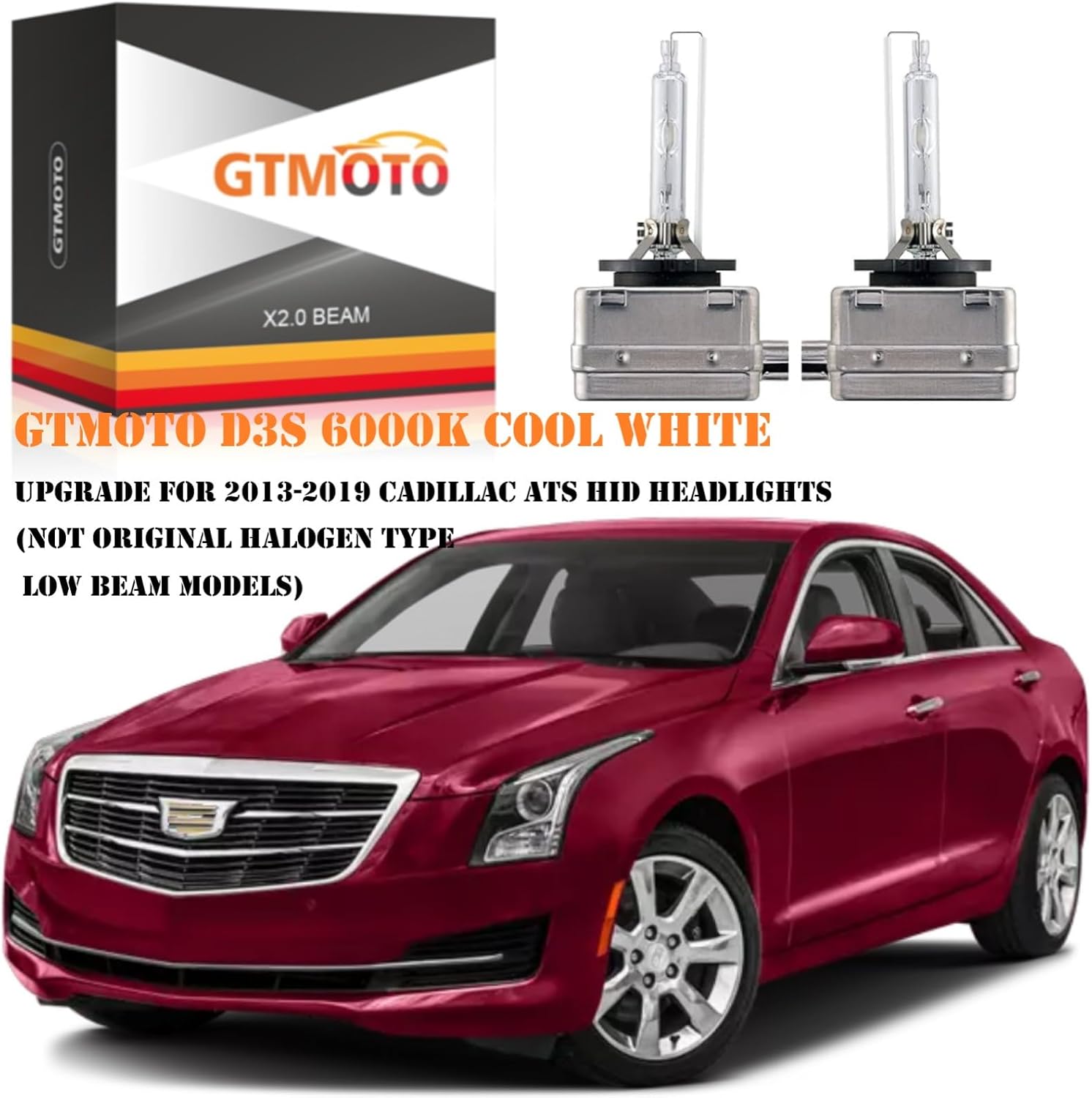 for 2013 2014 2015 2016 2017 2018 2019 Cadillac ATS HID Headlights D3S Xenon Bulbs, V Premium Luxury Bi-xenon Headlamp 13587843 35W OEM D3SC1, 6000K Bright White Light, 2-Pack