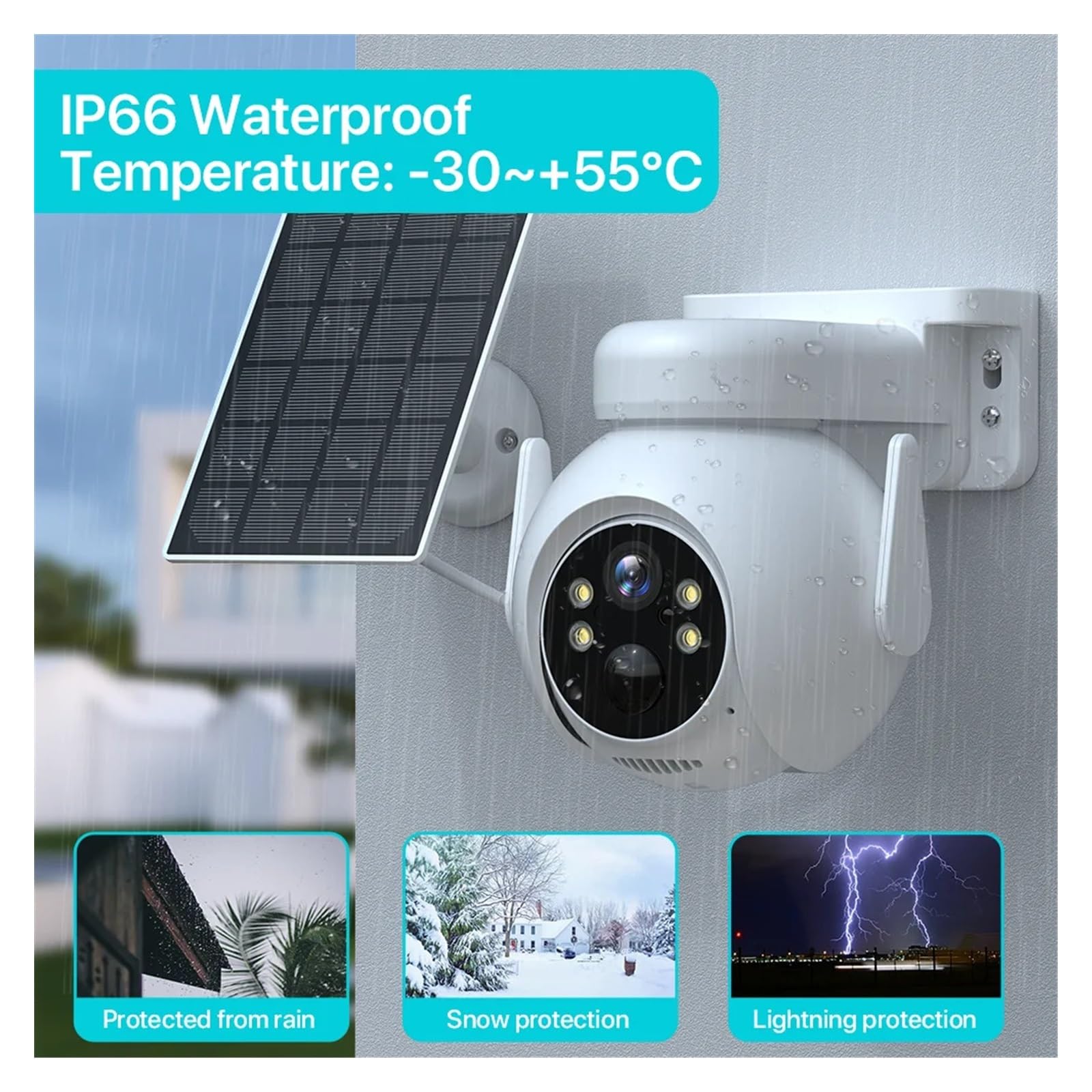 Telecamera di sicurezza, Telecamera IP 4G 2K 4MP HD Wireless solare integrata alimentata a batteria PTZ esterna PIR Rilevamento umano Cam di sicurezza audio(4K 8MP No SD Card)