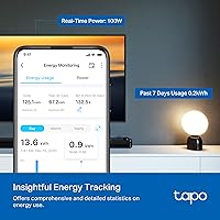 Vista 2 de TP-Link Tapo Enchufe inteligente Wi-Fi Mini, monitoreo de energía, compatible con Alexa y Google Home y Samsung SmartThings, temporizador, 15A/1800W
