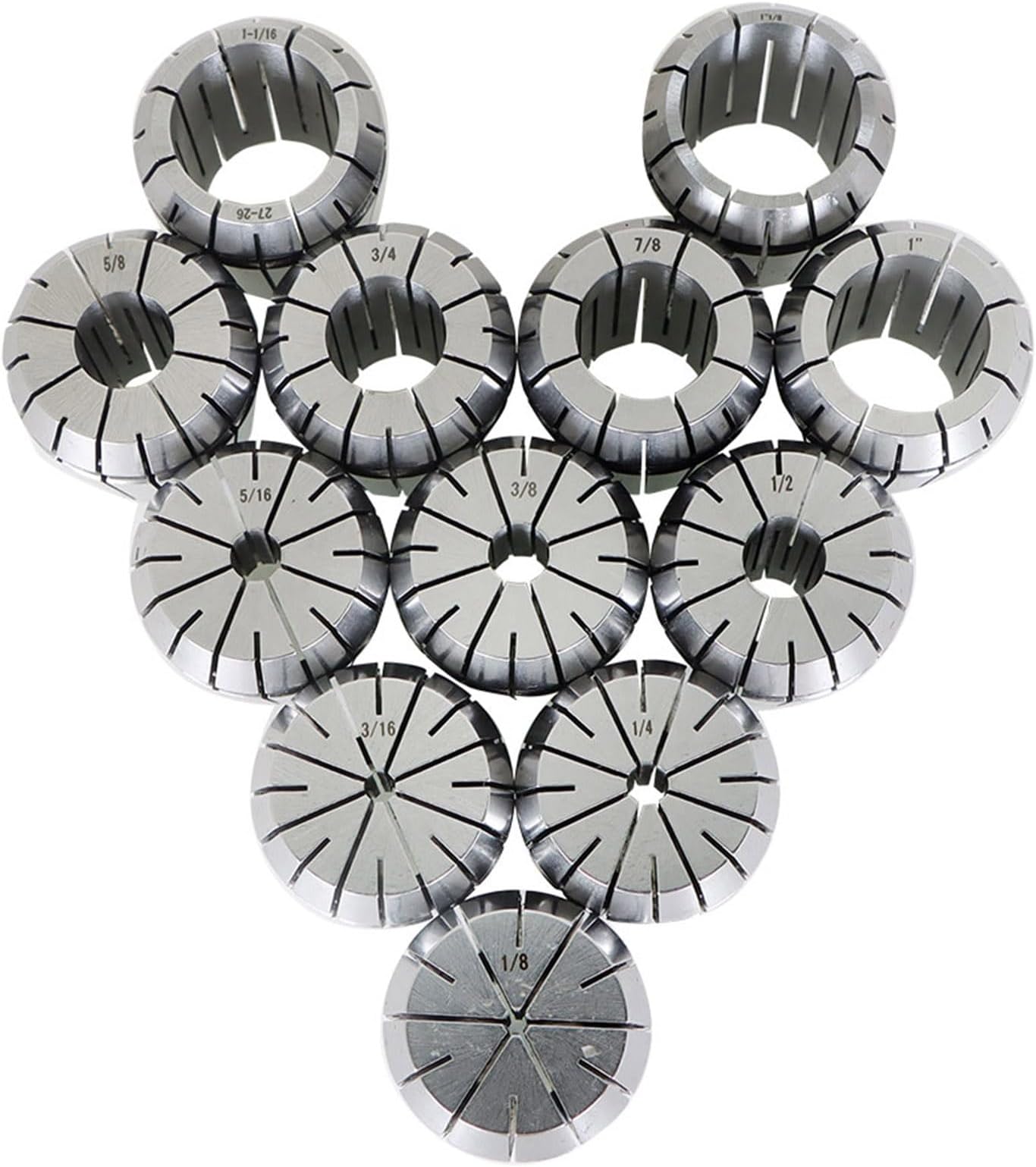 12Pcs ER40 Collets with Common Size 1/8 3/16 1/4 5/16 3/8 1/2 5/8 3/4 1 1-1/16 1-1/8