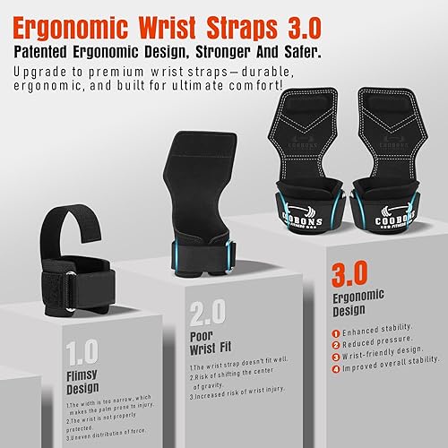 Miniatura 3 de Lifting Wrist Straps for Weightlifting, Double Layer Leather for Weight Lifting Wrist Wraps, Deadlifts, Heavy Powerlifting and Adjustable Wrist