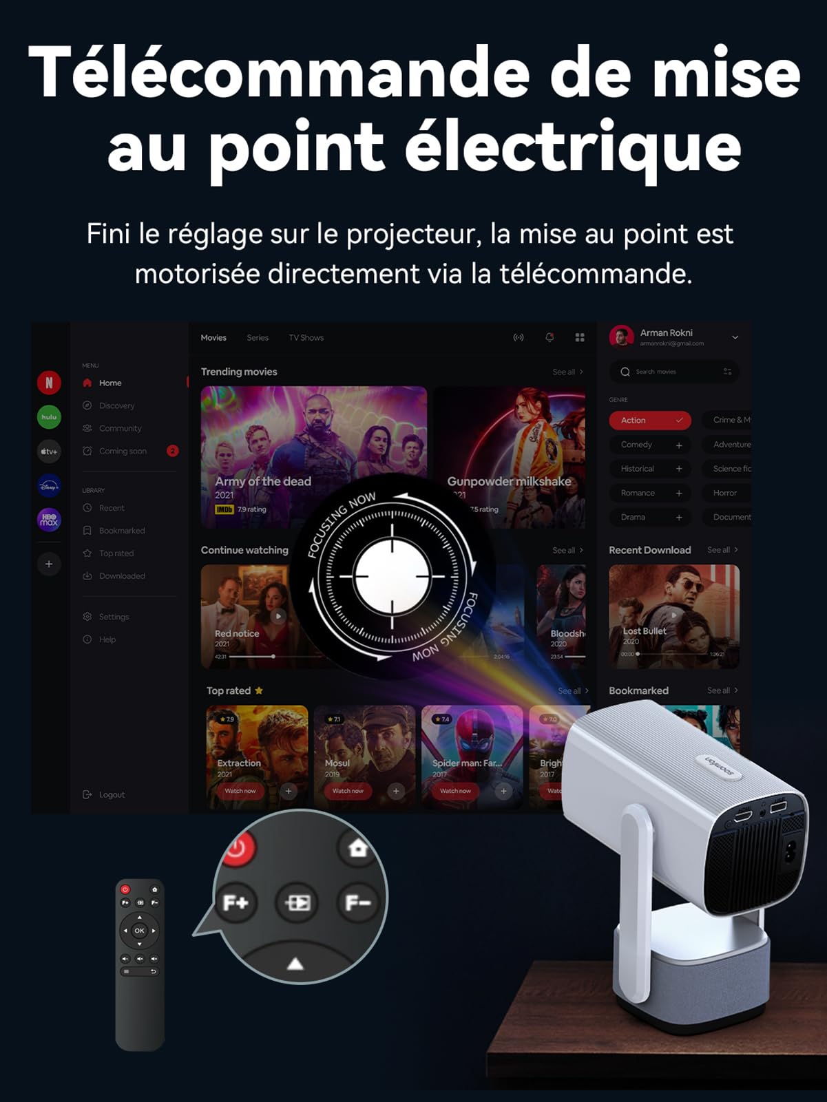 Videoprojecteur WiFi Bluetooth 4K Supporté - SOOMFON Mini Retroprojecteur Video Portable SK2 720P Natif 260 Lumens 270 Degrés Rotation pour la HDMI/USB/TÉLÉPhone/PC/Lap