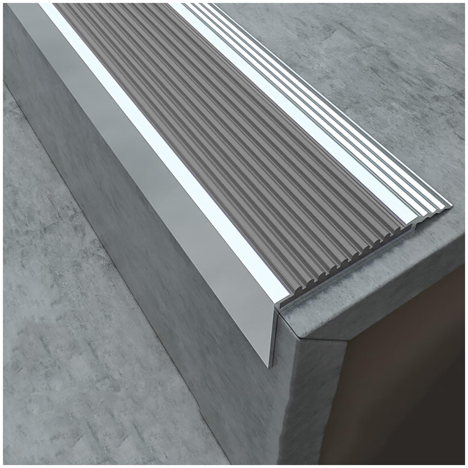 Protezione antiscivolo in gomma per gradini interni ed esterni, 2 x 7 x 3 cm, colore grigio