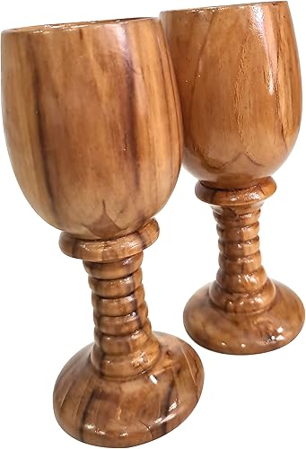Miniatura 6 de Par de cáliz de vino – Copas de vino de madera hechas a mano estilo vintage, copas de tostado, copas para beber y comedor, perfectas para la