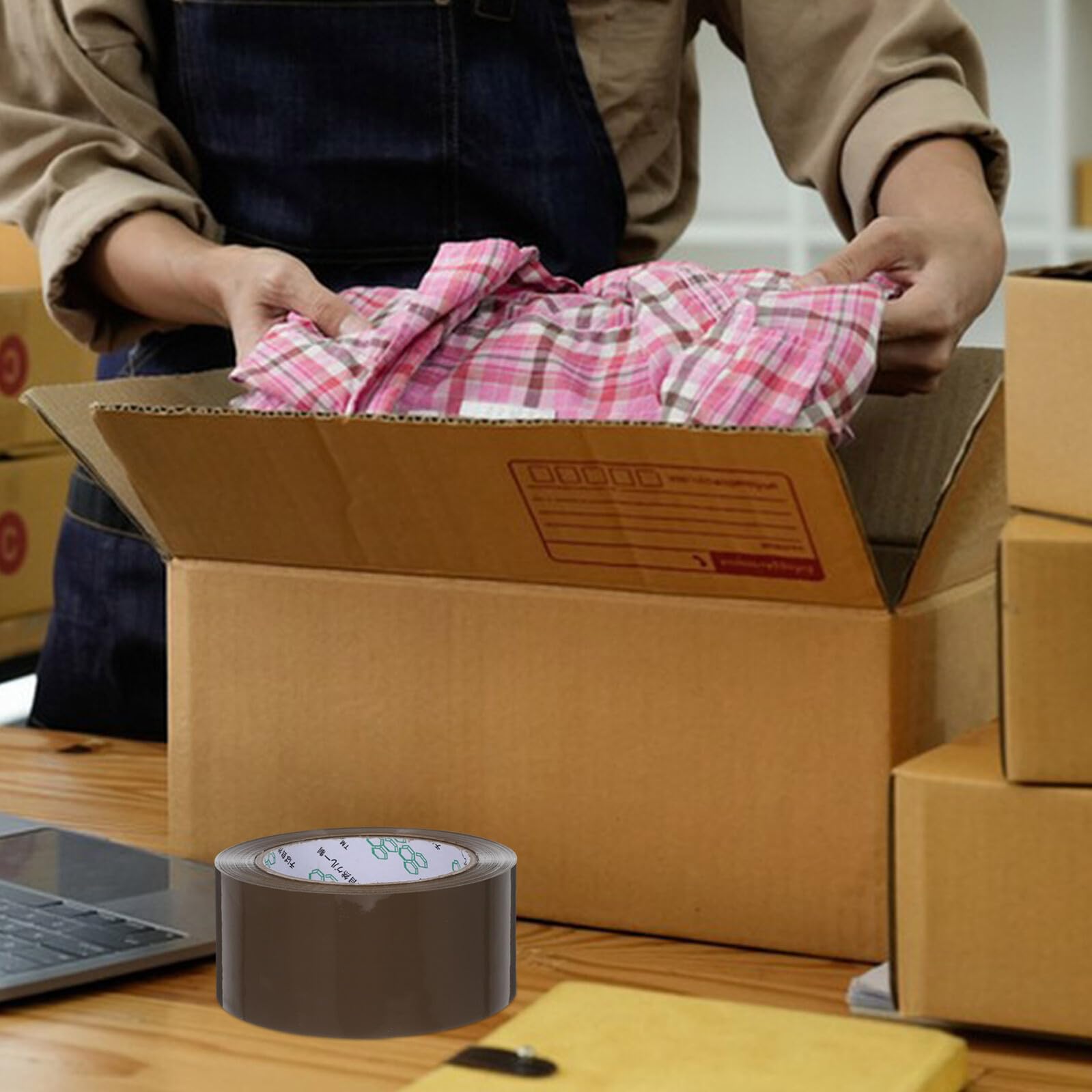 5 Rollen Packband Starkes Versandklebeband Braun Schweres Verpackungsband für Umzug Industrie Büro und Zuhause Vielseitig Einsetzbares Klebeband für Kartons Versenden