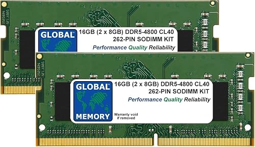16GB (2 x 8GB) DDR5 4800MHz PC5-38400 262-PIN SODIMM MEMORY RAM KIT COMPATIBLE WITH LAPTOPS/NOTEBOOKS
