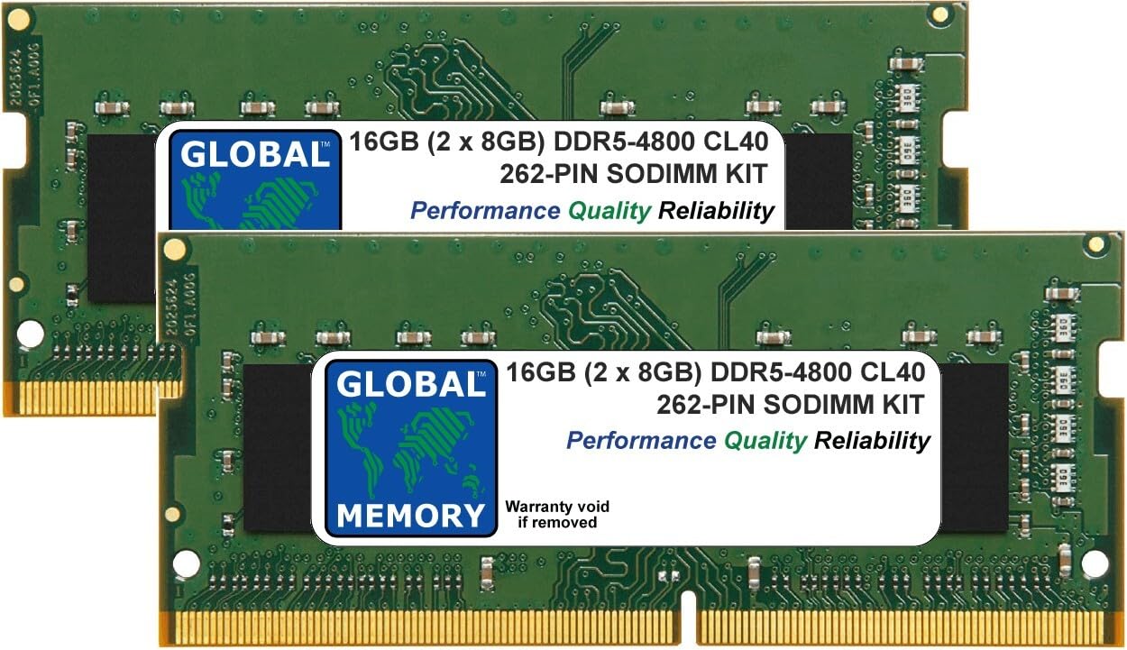 16 GB (2 x 8 GB) DDR5 4800 MHz PC5-38400 262 PIN SODIMM MEMORIA