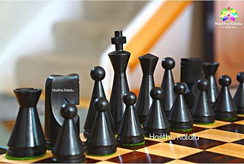 Miniatura 7 de Hastha Kalalu Juego de ajedrez moderno de la serie Poni rusa reproducido de estilo minimalista con reinas extra King de 4 pulgadas con peso, piezas