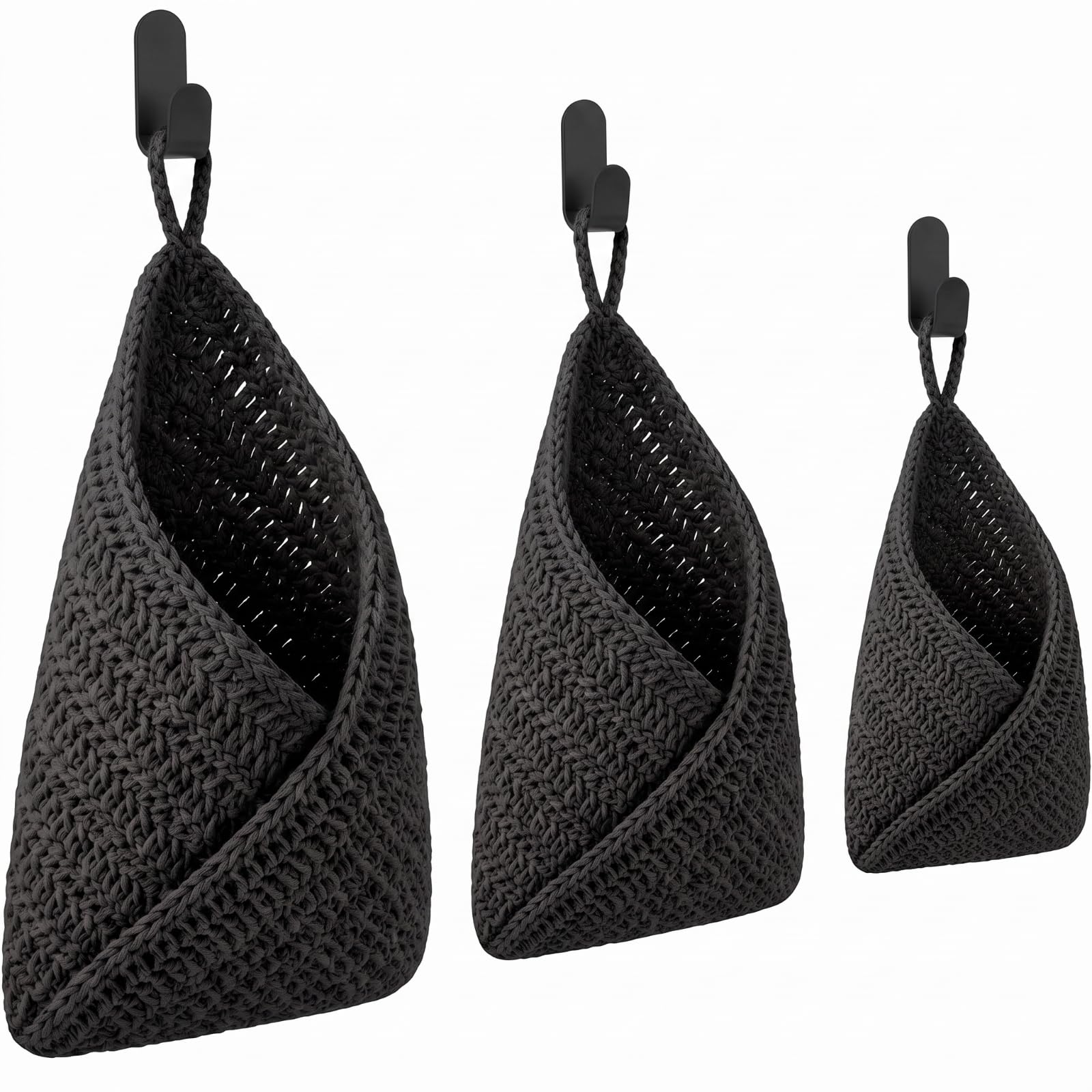 Honeydak 3 Hanging Baskets, Black, Envelope Basket