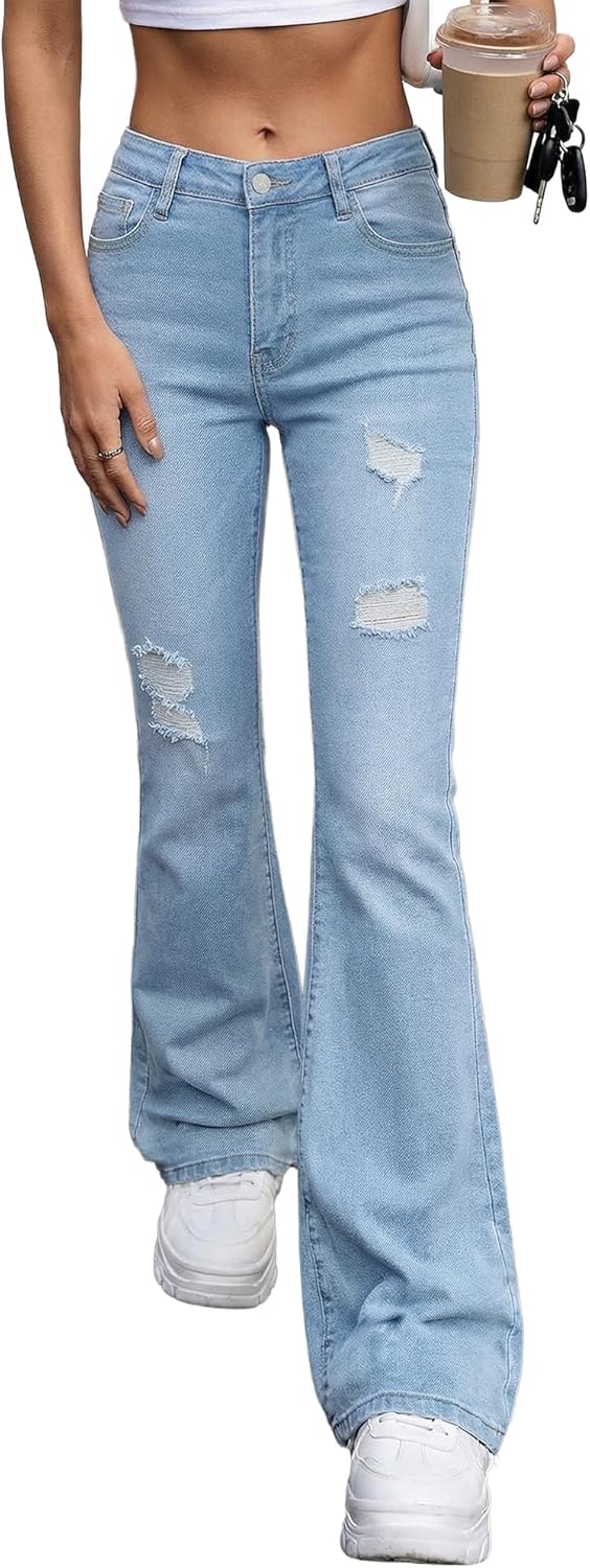 EMMIOL Women's Flare Wide Leg Jeans Stretchy High Waisted Bell Bottom 2026 Basic Bootcut Denim Pants