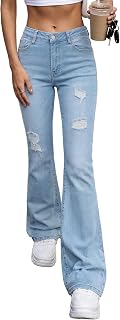 Women's Flare Wide Leg Jeans Stretchy High Waisted Bell Bottom 2026 Basic Bootcut Denim Pants