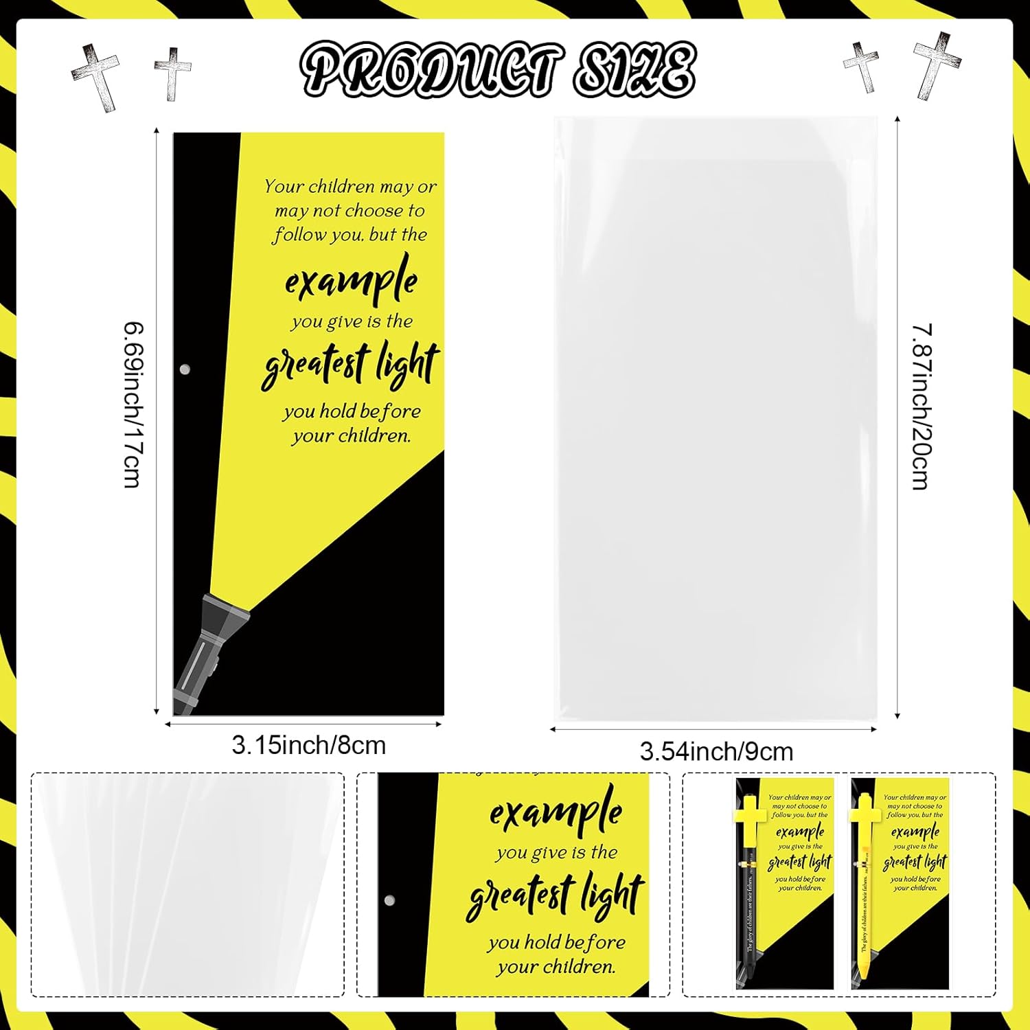 Sayglossy 48 Sets Christmas Christian Gifts for Church Father Pastor Christian Luminous Cross Pens Bible Verse Pens with Motivational Quote Card