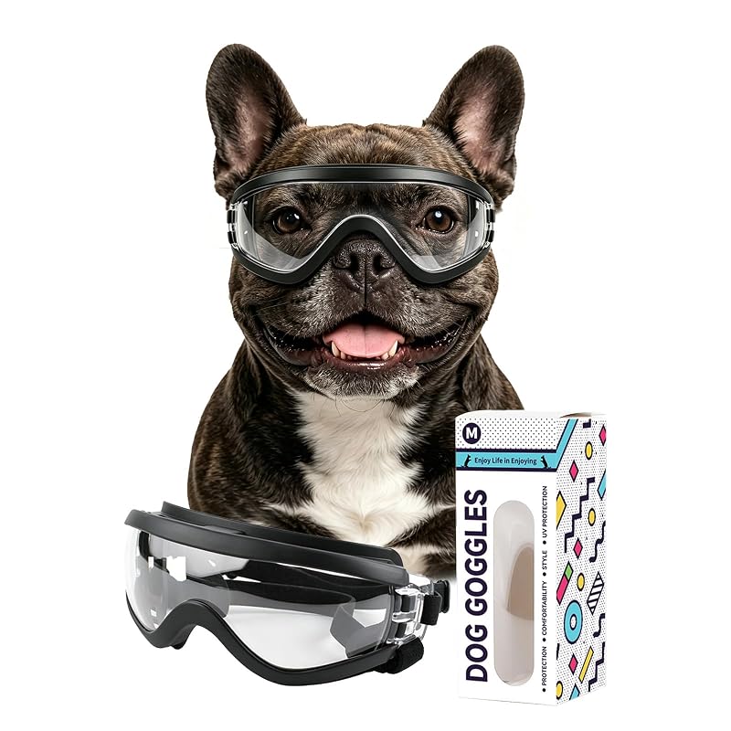 Óculos de Sol para Cães PETLESO com Lentes Anti-UV e Tiras Ajustáveis, Tamanho Médio Clear