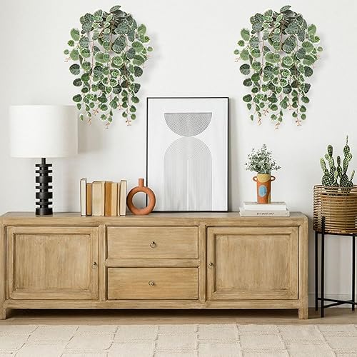 Miniatura 5 de Briful Plantas colgantes de imitación para interiores de 17 pulgadas, cadena artificial de corazón con semicírculo para montaje en pared, plantas de