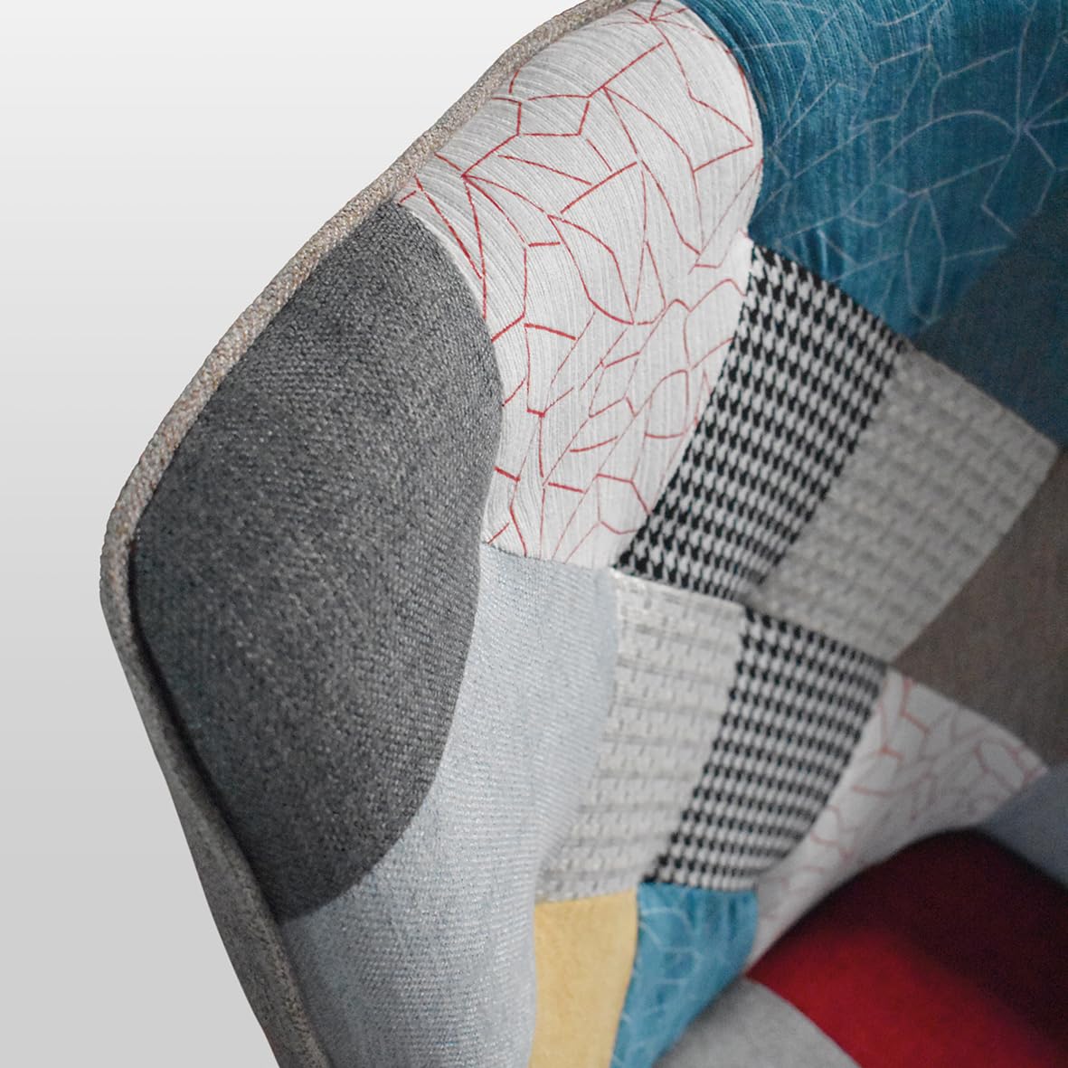 PAZZO DESIGN Sillón Armando, juego de 1, multicolor, tela, relajante, lectura, cómodo, patas de madera, con reposapiés, id_2126