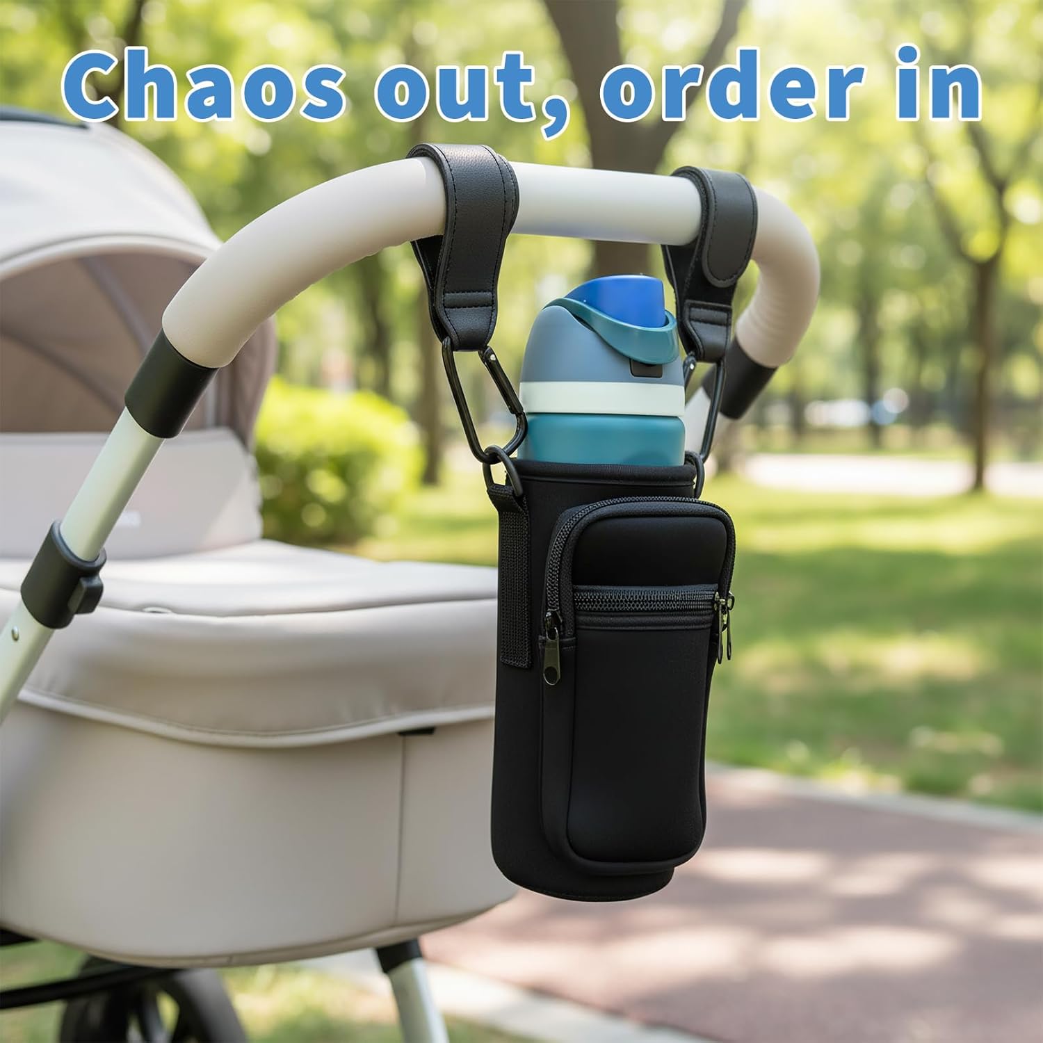 Water Bottle Cup Holder Friendly Compatible with Owala 24oz Bottle Only,with Straps and Carabiner,Pouch Pocket for Phone/AccessoriesFits in Car Cup Holder - Image 7