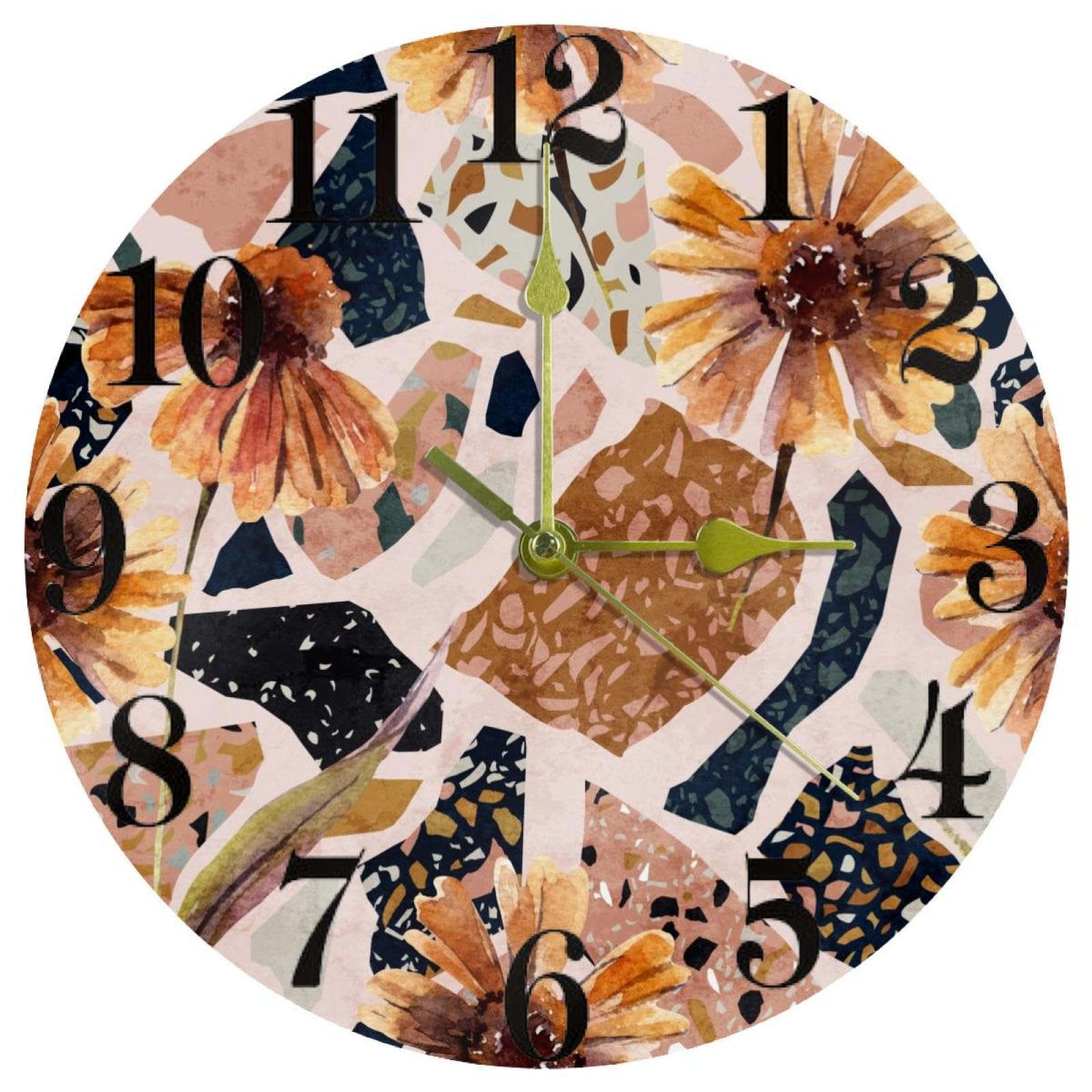Horloge murale ronde a quartz silencieuse fonctionne a piles