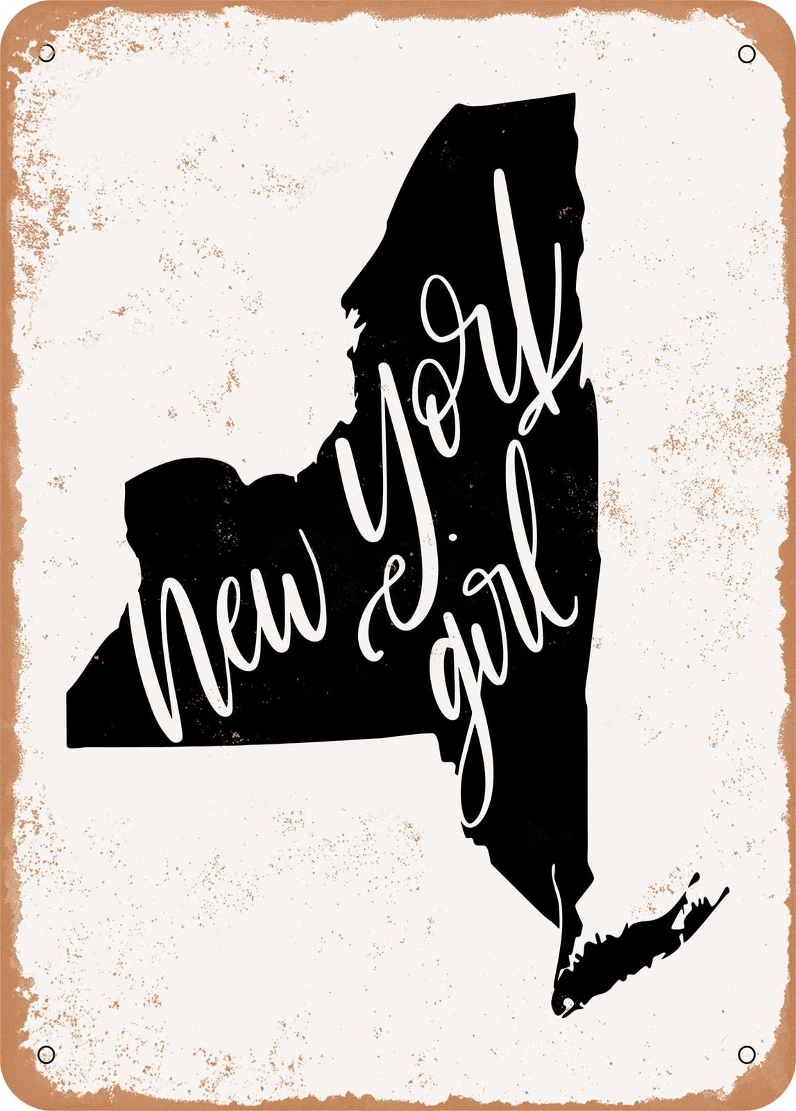 Miaomansenstore Girls Metal Sign - New York - Vintage Look Home Decor
