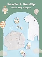 Vista 7 de HOUSE DAY Perchas de terciopelo para bebés de 11 pulgadas, paquete de 50 unidades, color gris, perchas de alta calidad para niños, ropa de bebés