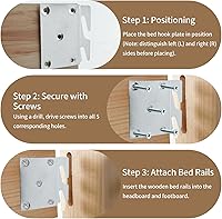 Vista 5 de Mcredy 2 piezas de ganchos de madera resistentes para riel de cama, ganchos universales para marcos de cama, piezas de repuesto con tornillos
