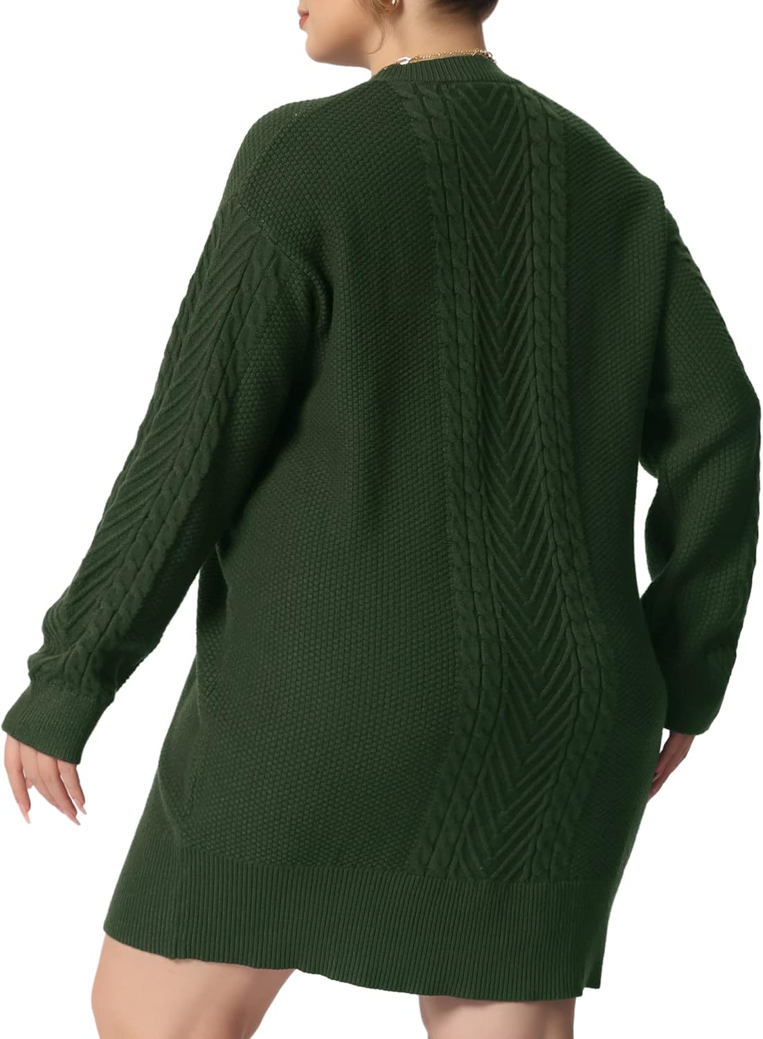 Agnes Orinda Plus Size Women 2025 Fall Crewneck Long Sleeve Knit Tunic Pullover Short Sweater Dresses - Image 4