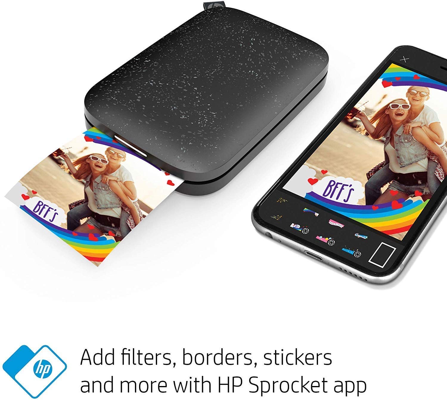 Hоlіdау Dеаlѕ 🛒 HP Sprocket Photo Printer (2nd Edition) Instantly Print Social Media Photos on 2x3 Sticky-Backed Paper (Black) + Photo Paper (50 Sheets) + USB Cable + 60 Decorative Stick-On Border Frames