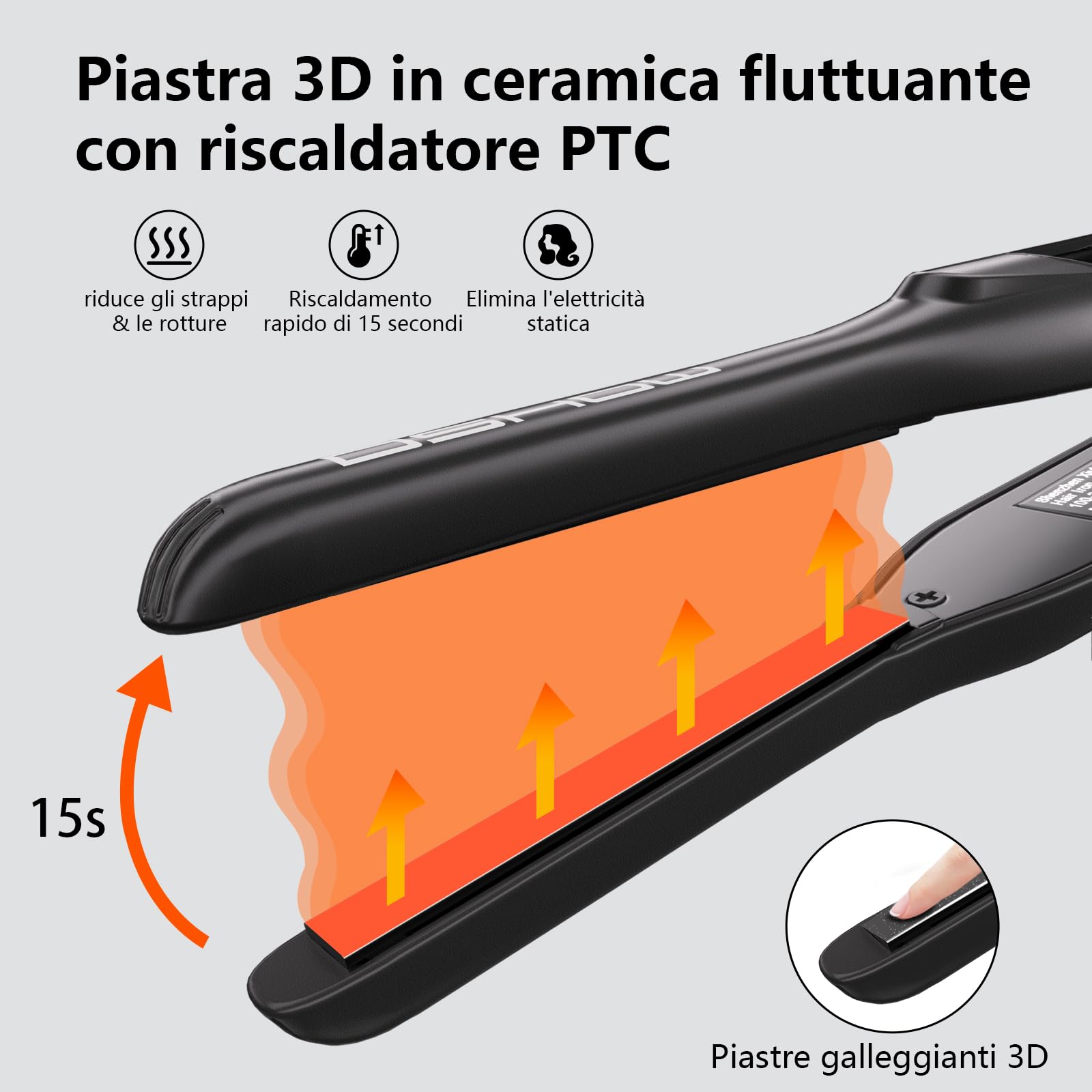 DSHOW Mini Piastra Per Capelli, Professionale Piastra Matita per Capelli Corti, Barba e Frangia, piastra lisciante per tutti i tipi di capelli, Temperatura Regolabile