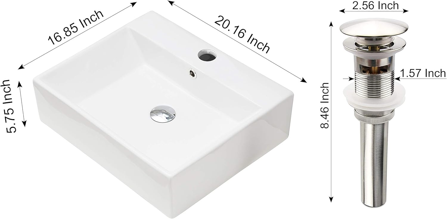 Best Cyber Monday 🔥 PetusHouse Bathroom Vessel Sink and Pop Up Drain Combo, Rectangle Above Counter White Porcelain Ceramic Bathroom Vessel Vanity Sink Washing Art Basin, Overflow Type Exclusive Discount 🔥 PetusHouse Bathroom Vessel Sink and Pop Up Drain Combo, Rectangle Above Counter White Porcelain Ceramic Bathroom Vessel Vanity Sink Washing Art Basin, Overflow Type