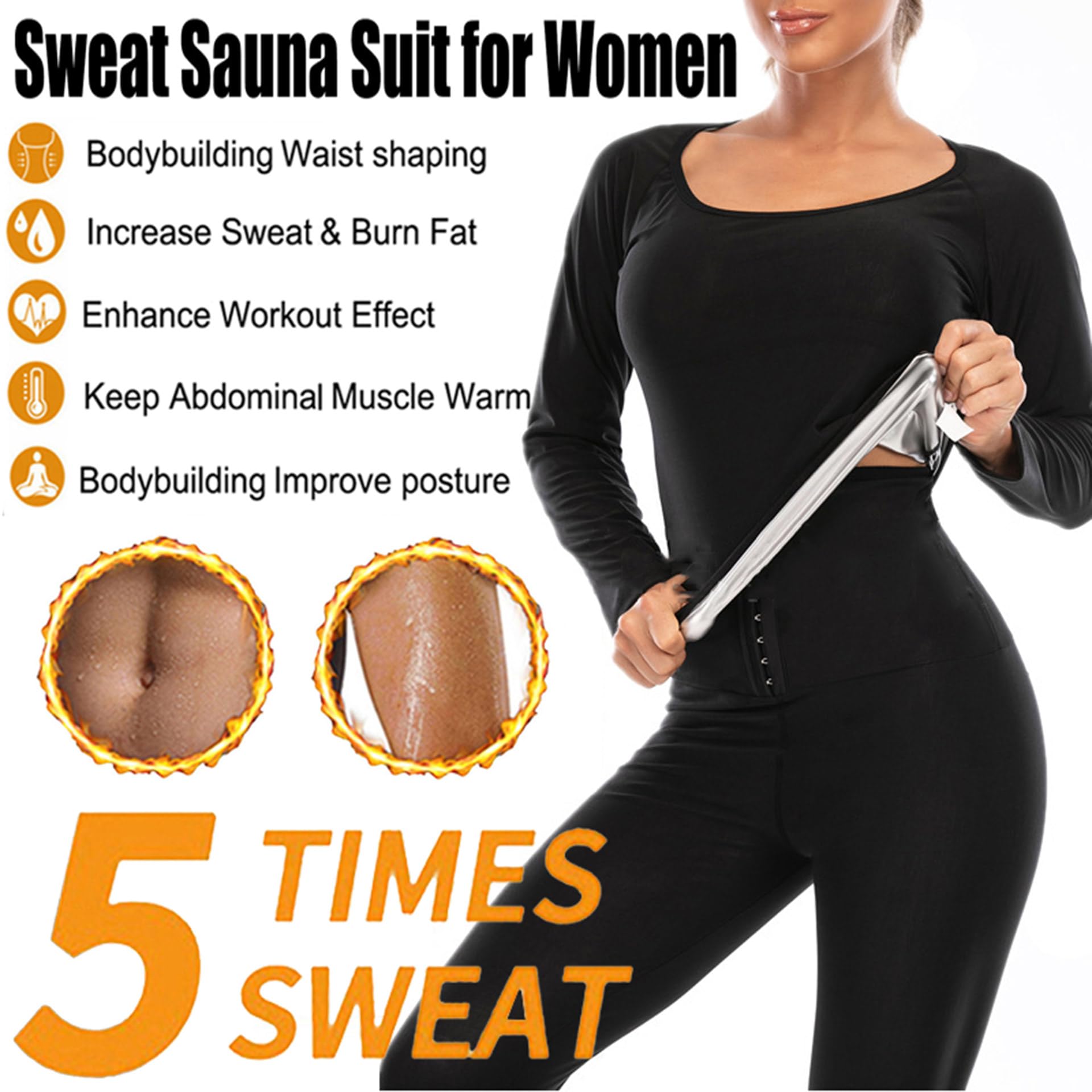 Traje Sauna Mujer Adelgazante, Traje De Sudor, Trajes De Sudoración Deportiva Fitness Boxeo Yoga Running Gimnasio, Conjunto De Pantalón Superior