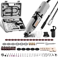 Rotary Tool Kit:DEKOPRO 170W Power Hand Rotary Tools with 6 Variable Speed, 127pcs Accessories, 8000~35000RPM Electric Grinder Drill Machine Set with Flex Shaft for Carving, Cutting, Sanding Gray