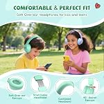 Kids Headphones Wired with Microphone, Toddler Headphones Corded 85/94dB Volume Limit, Over Ear Headphones for Boys, Foldable 3.5mm Jack Headphone for Tablet Kindle Airplane Travel, Green
