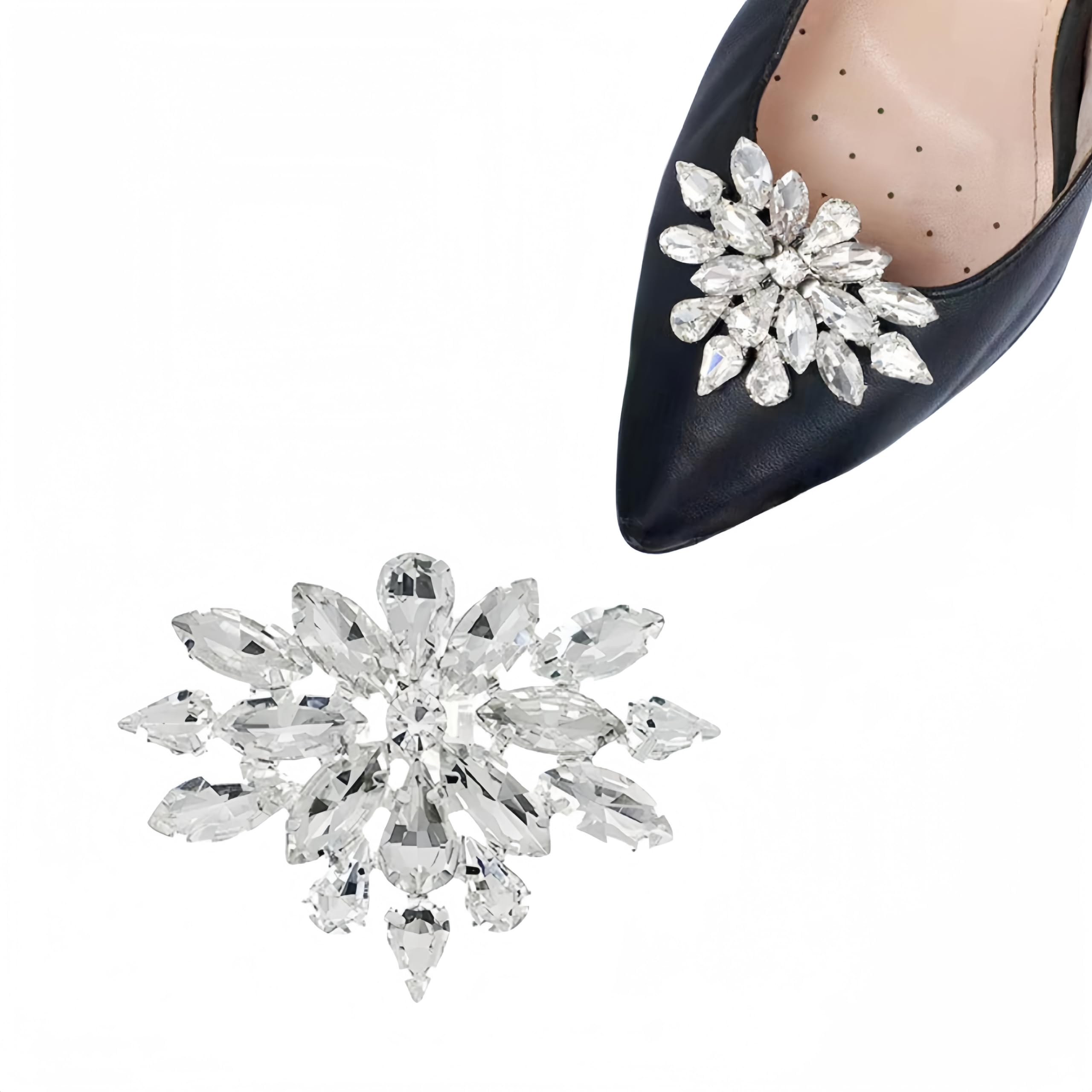 Shoe Clips for Women Dress Shoes Elegant Rhinestone Shoe Accessories 2PCS Crystal Shoe Decoration Detachable Shoe Buckles Wedding Party