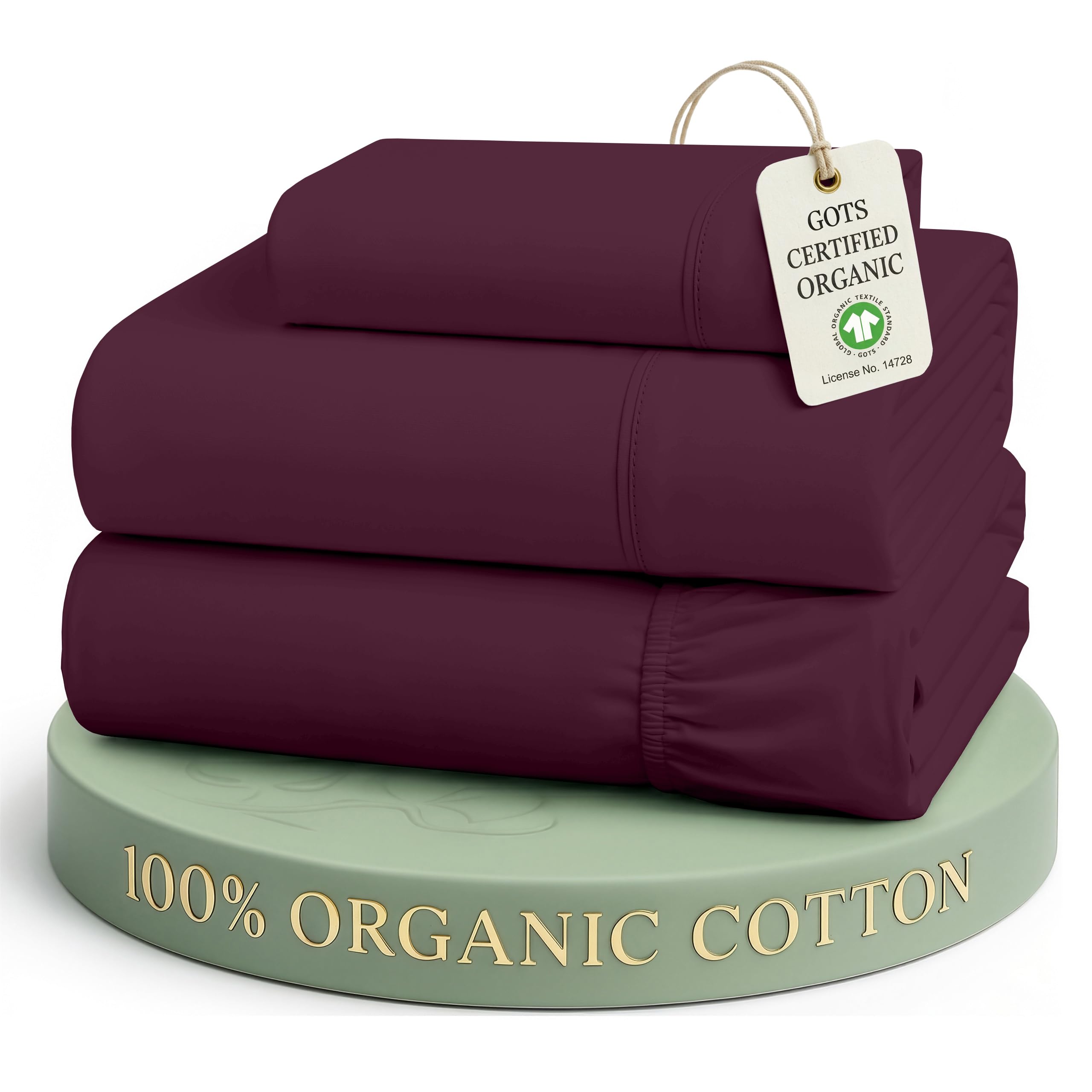 Lane Linen 100% Organic Cotton Twin Bed Sheet Set 3 Pc Twin Size Bed Sheets Soft & Breathable Twin Sheet Set Boys Hotel Style Bedding Sheets & Pillowcases 15 Inch Deep Twin Fitted Sheet Windsor Wine