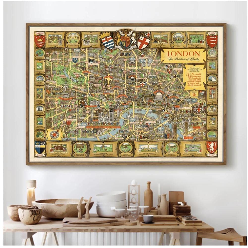 イギリス 古い地図 インテリア Amazon.co.jp: 1946イングランドの地図ロンドンシティイギリス