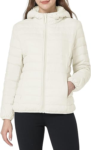 Vista 2 de Wantdo - Chaqueta corta de plumón, ultra ligera, con capucha, empacable, para mujer