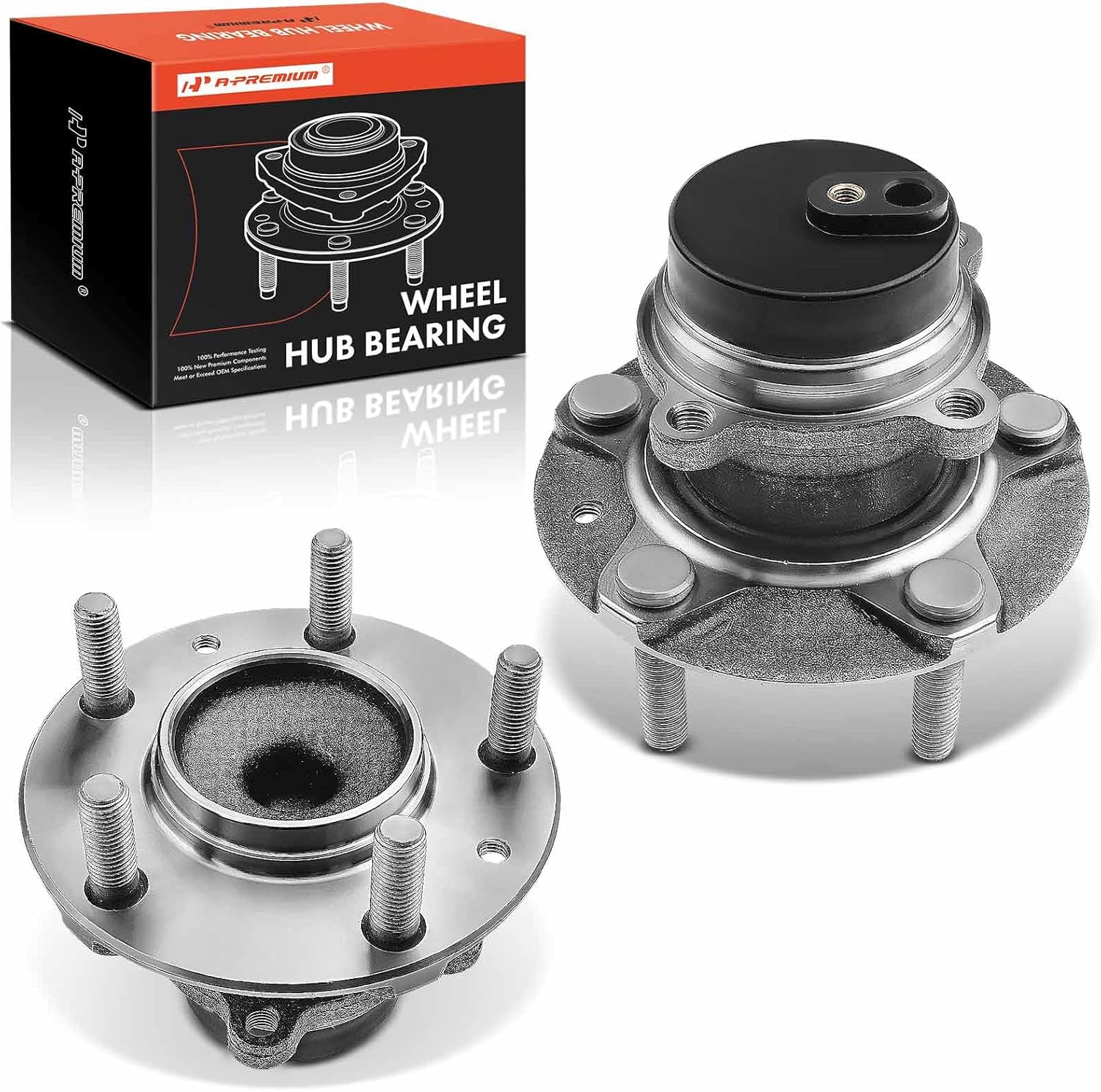 A-Premium 2 x Front Wheel Bearing and Hub Assembly with 5-Lug Compatible with Mazda MX-5 Miata 2006-2015, 4-Wheel ABS Only