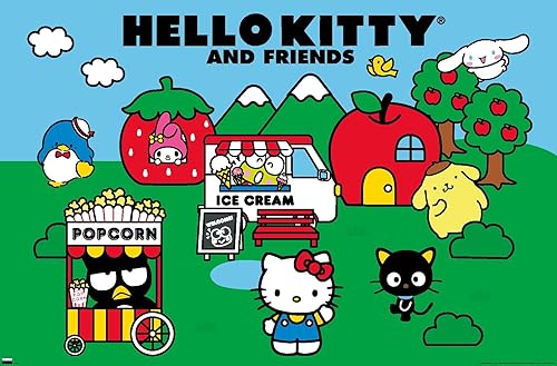 Trends International Póster de pared de campo de Hello Kitty and Friends, 22.37 x 34.00 pulgadas, versión sin marco