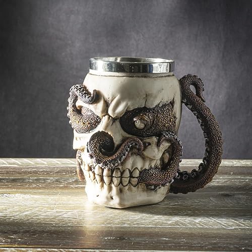 Miniatura 6 de SUMMIT COLLECTION Kraken - Taza de café con diseño de calavera, 16 onzas líquidas, con asas de tentáculo de pulpo de 5 pulgadas de alto