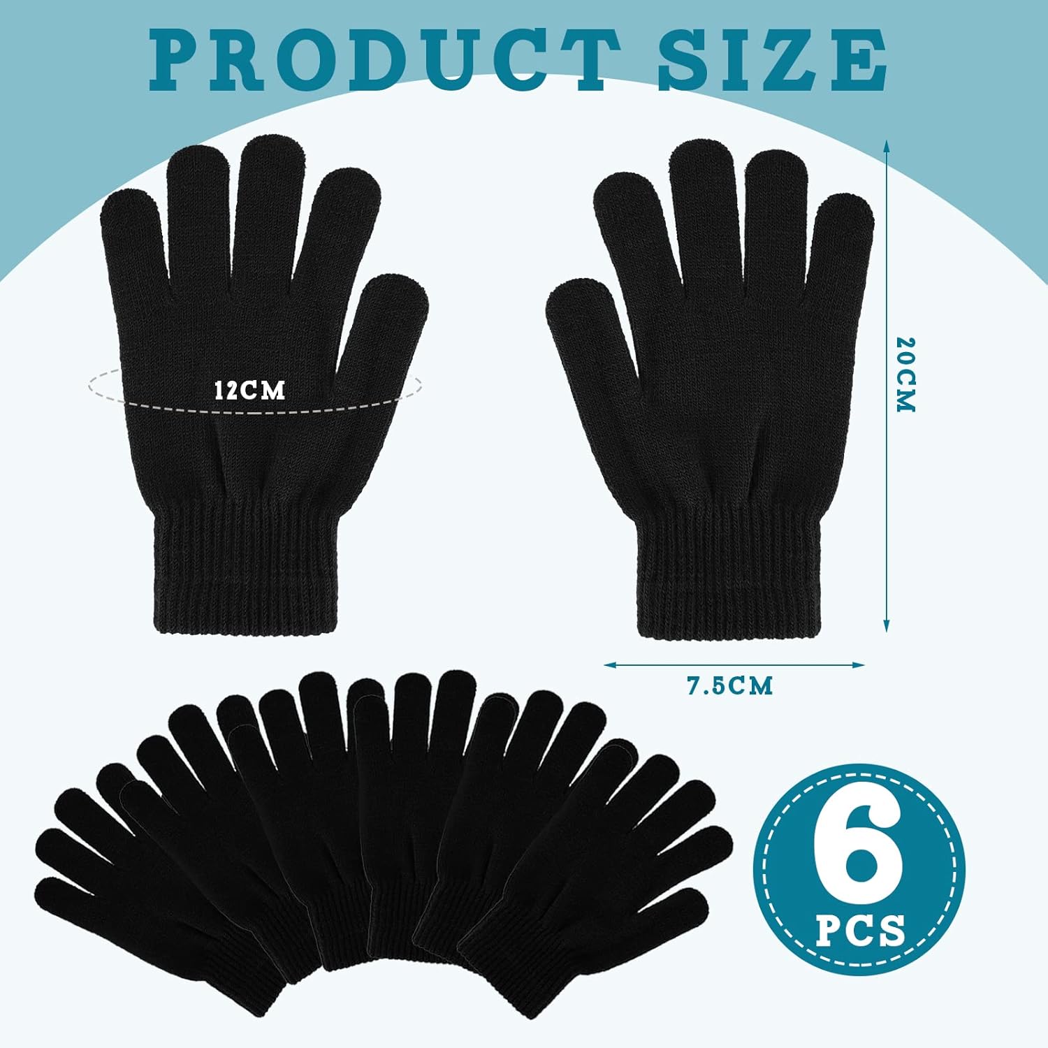 Boyiee 6 Pairs Knit Gloves Pack Winter Adult Stretchy Warm Full Fingers Gloves Pack for Unisex Women Gift - Image 3