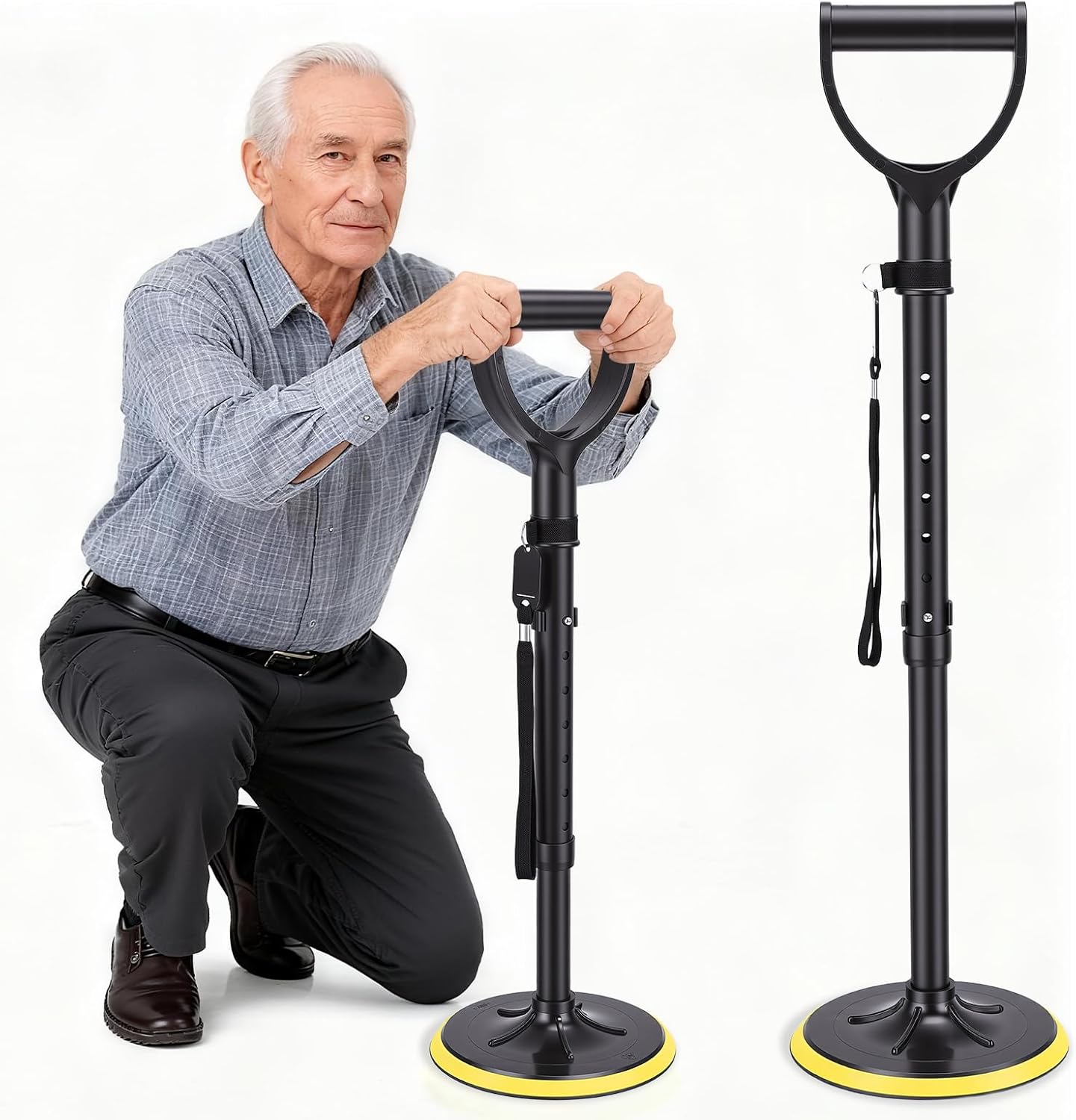Mobility Aid Tool, 7 Height Adjustable Standing Assist Devices, Stand Assist Aid for Elderly, Elderly Lift Assist Supports Equipment for Gardening Weeding Floor Maintenance