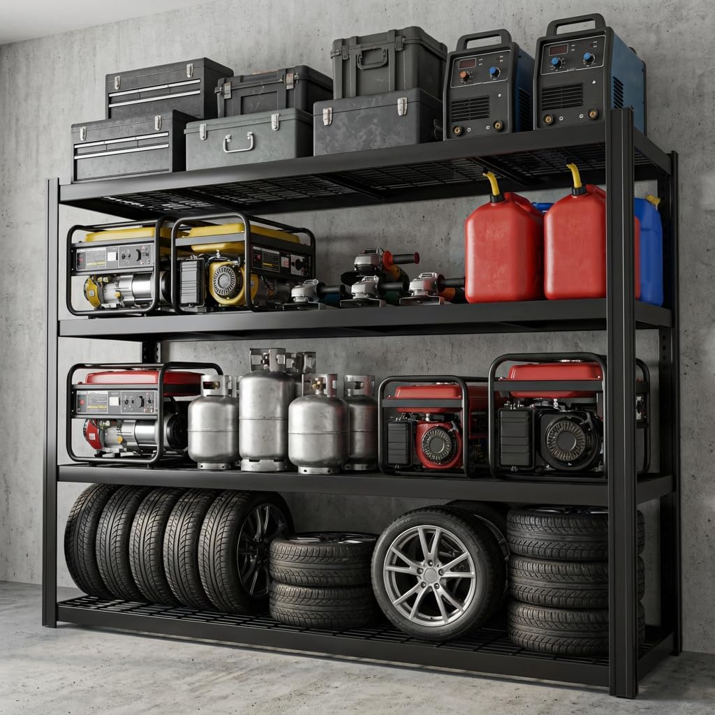 71" Wide Garage Shelving Unit, 71" W x 24" D x 71" H, Heavy Duty Garage Storage Shelves,2800 LBS Capacity, Industrial Adjustable Shelves for Basement Warehouse