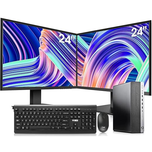 HP Elitedesk 800 G3 SFF Desktop PC - Intel i7-6700,32GB DDR4,1TB NVMe SSD + 2TB HDD, AX200 Wi-Fi 6,Dual 24-Inch Monitors, Wireless Keyboard and Mouse,Win 10 Pro (Renewed), Black/Silver